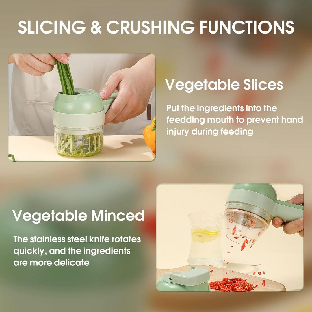 4 In 1 Vegetable Chopper Handheld Electric Vegetable Cutter